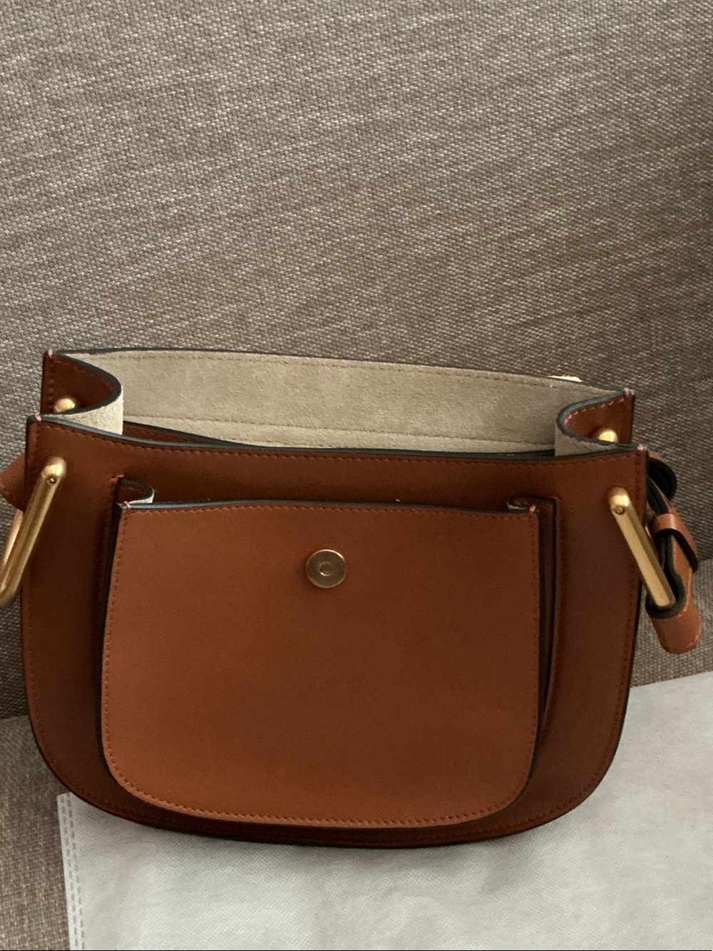 Chloe Tan Leather Crossbody Bag with Multicolor Suede Fringe - Picture 4 of 9